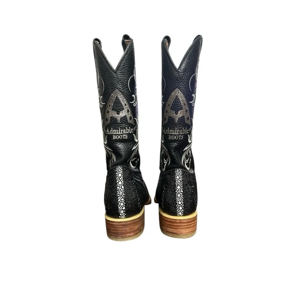 Admirable Boots Mantaray Print Leather Snip Toe Western Cowboy Matching Belt